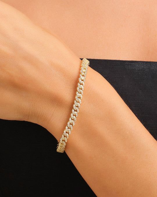 Women's Iced Out Cuban Link Bracelet  Gold - Image 2/7