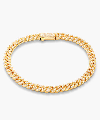 Women's Iced Out Cuban Link Bracelet - Gold