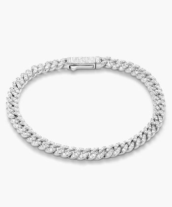 Women's Iced Out Cuban Link Bracelet - Silver