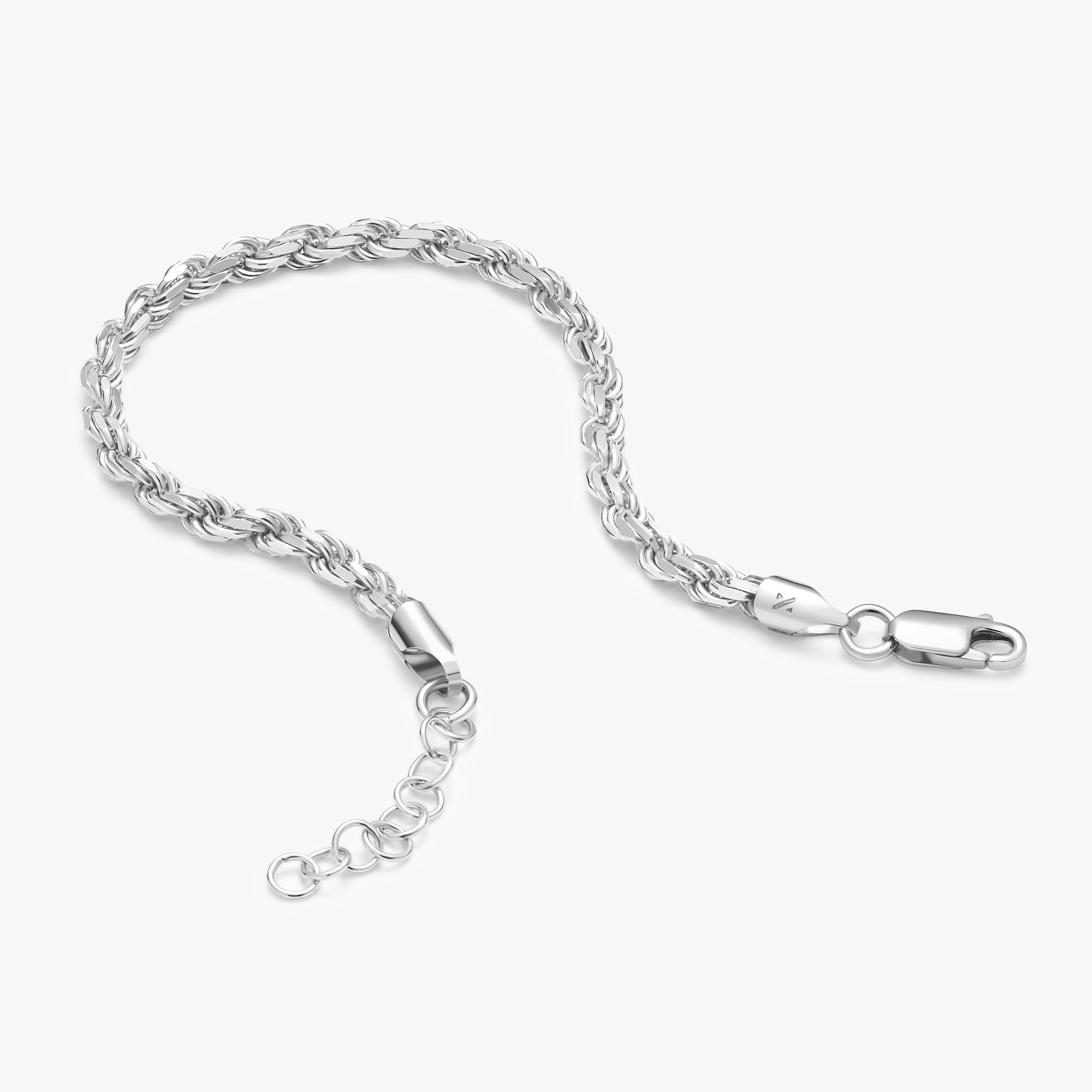 JAXXON 3mm Women's Rope Silver Bracelet | 6.5/7.5