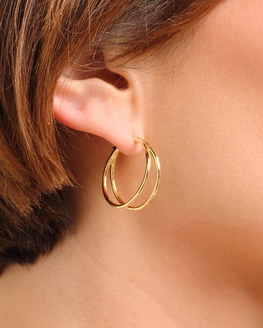 Women's Split Hoop Earrings - Gold - Image 2/2