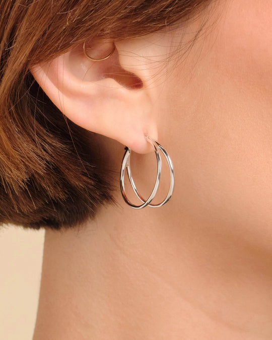 Women's Split Hoop Earrings - Silver - Image 2/2