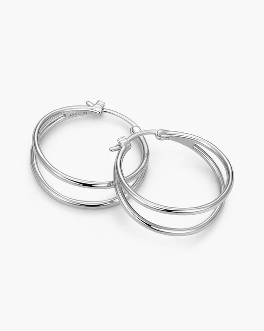 Women's Split Hoop Earrings - Silver - Image 1/2