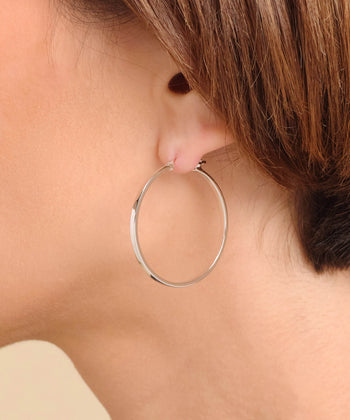 Women's Thin Large Hoop Earrings - Silver