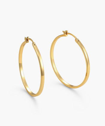 Women's Thin Large Hoop Earrings - Gold