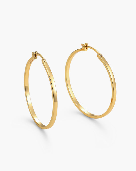 Women's Thin Large Hoop Earrings - Gold - Image 1/2