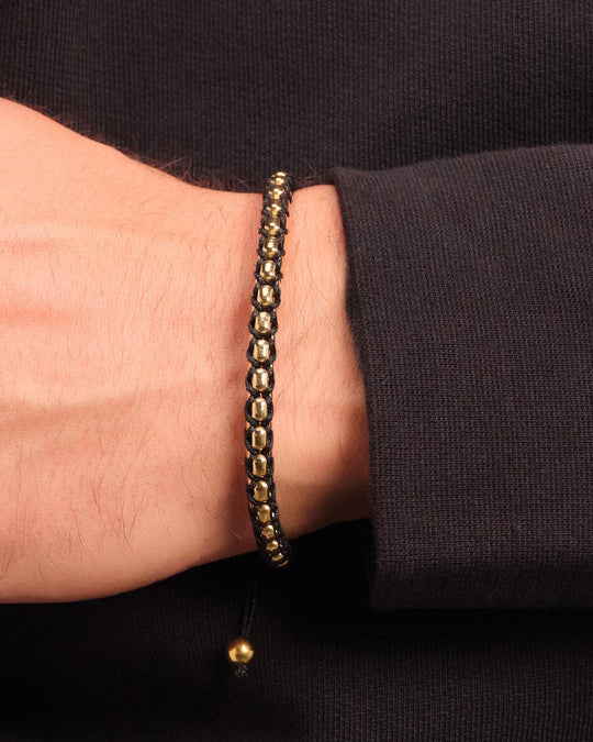 Woven Round Box Bracelet - Gold/Black - Image 2/2