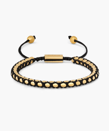 Woven Round Box Bracelet - Gold/Black