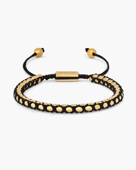 Woven Round Box Bracelet - Gold/Black - Image 1/2