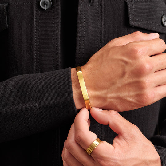Aviator - men top grain leather wide wrist cuff bracelet double buckled  standard | eBay