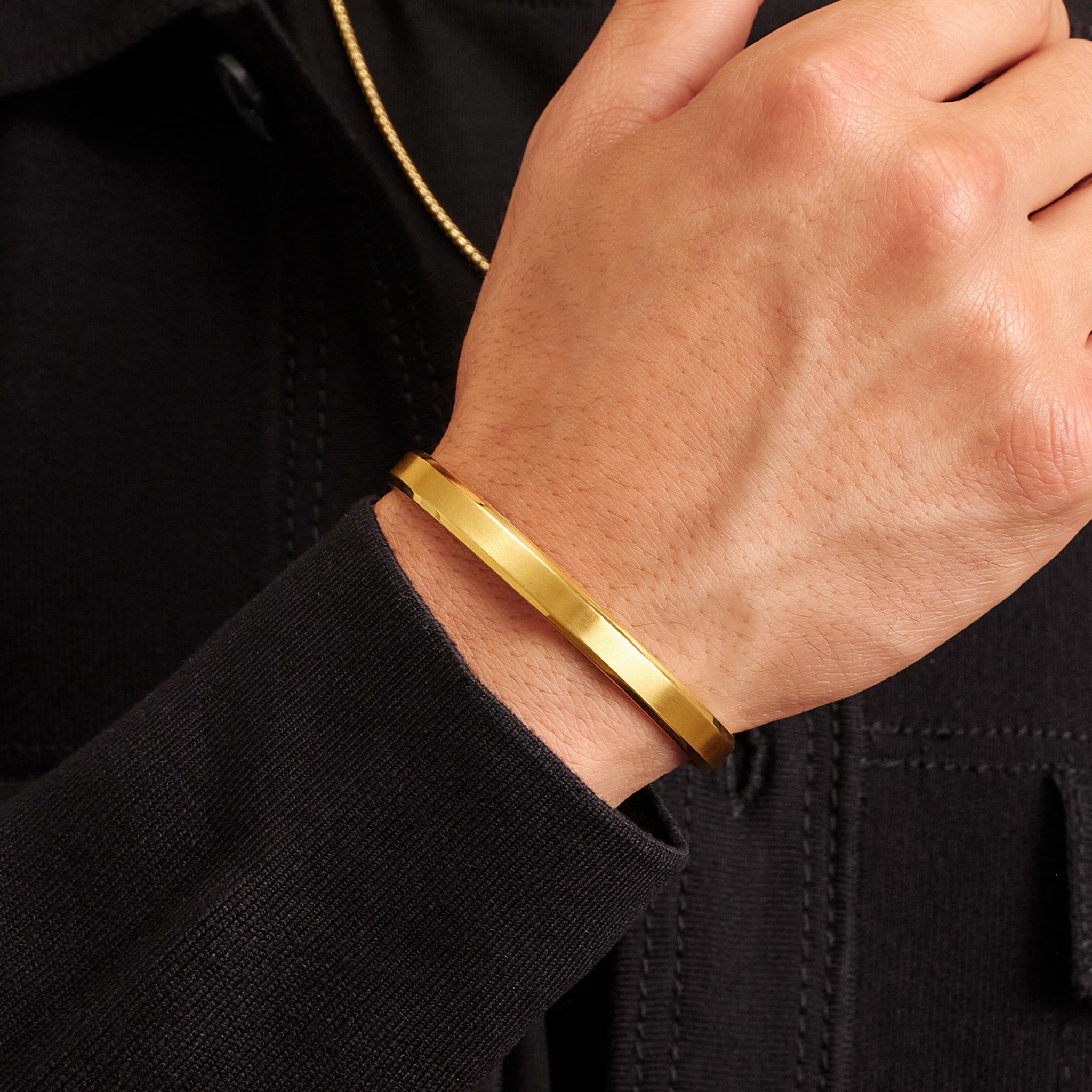 Classic Cuff Bracelet - Men's Gold Cuff - JAXXON
