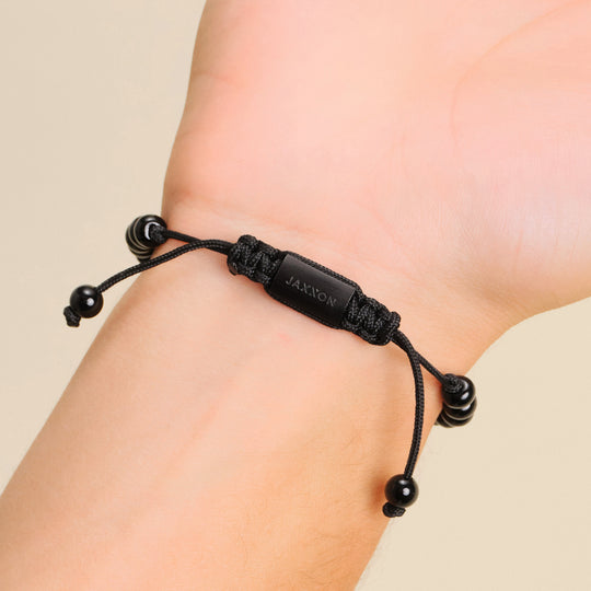 JAXXON Black Onyx Beaded Bracelet | Size Perfect Fit Adjustable
