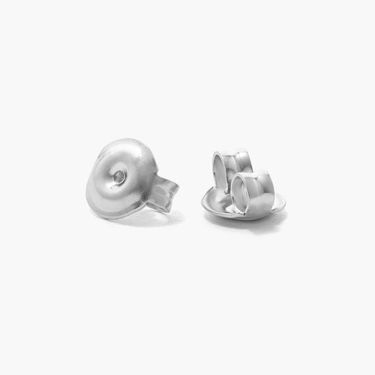 Bezeled Pearl Stud Earrings  Silver - Image 5/7