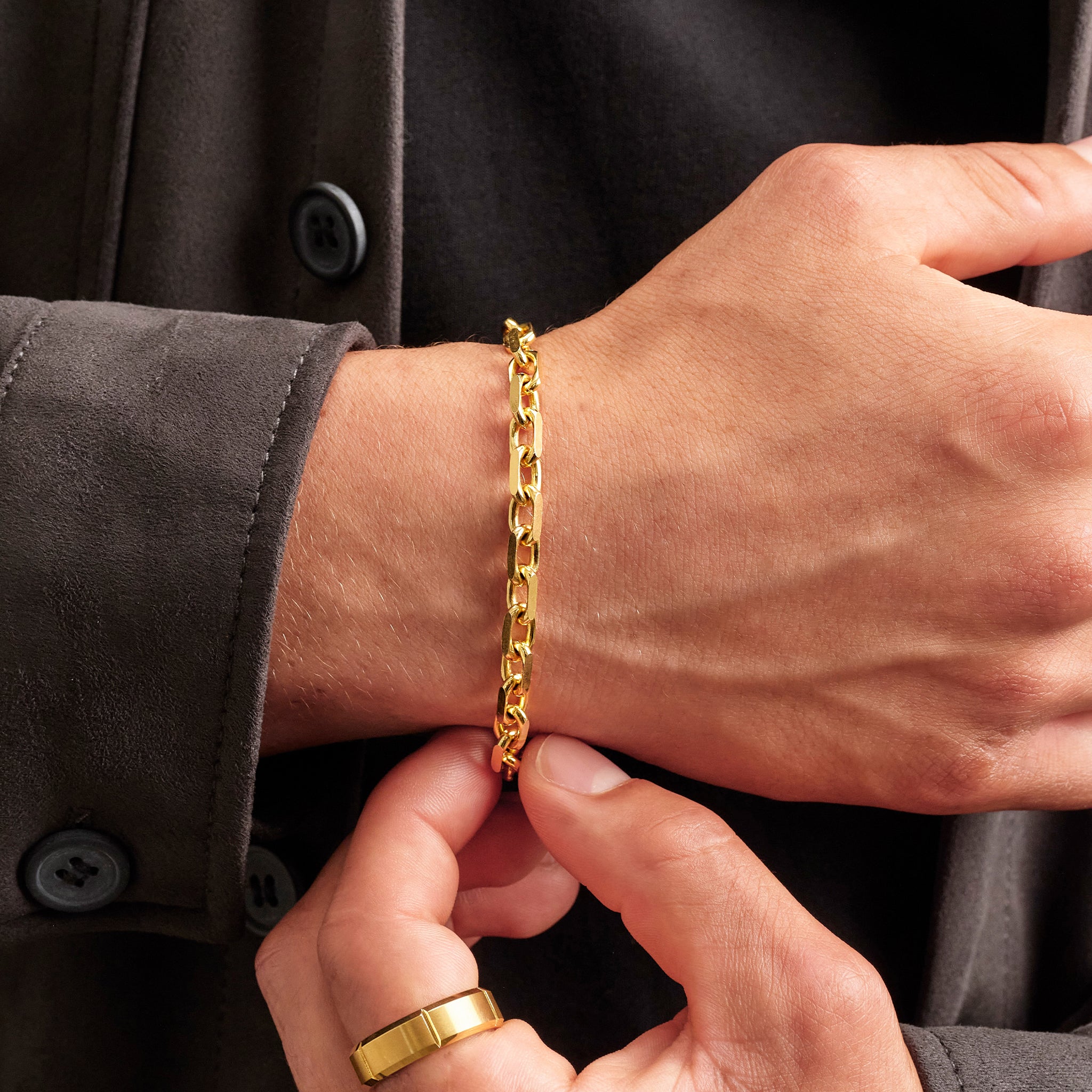 JAXXON 6mm Cable Gold Bracelet | 8.5