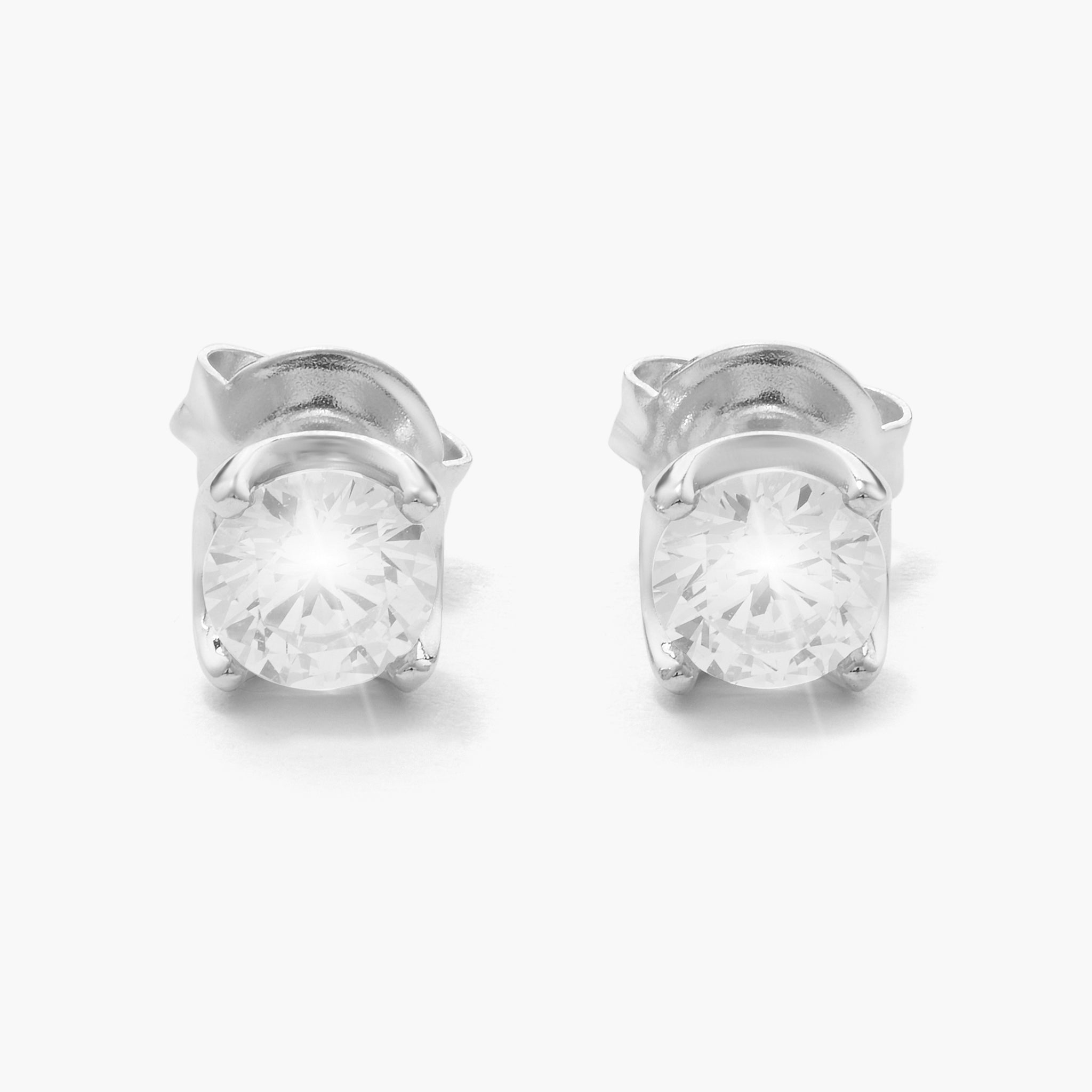 JAXXON Silver Emerald Cut Stud Earrings