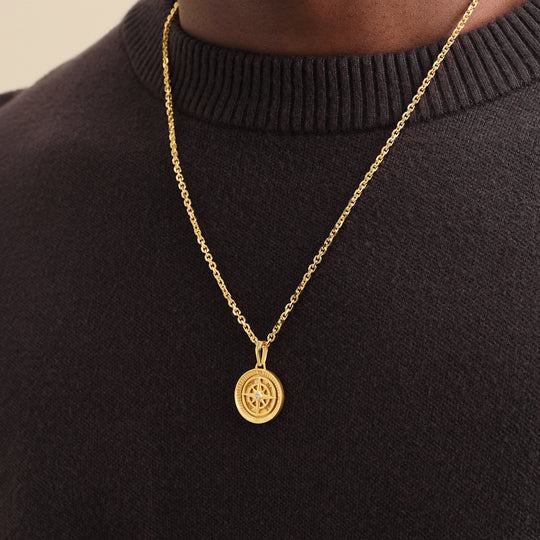 14k Gold Diamond Compass Medallion Necklace - Zoe Lev Jewelry
