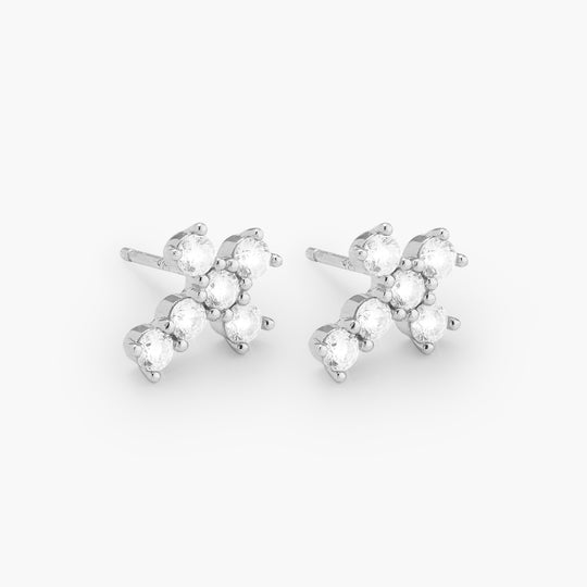 Cross Stud Earrings  Silver - Image 5/7