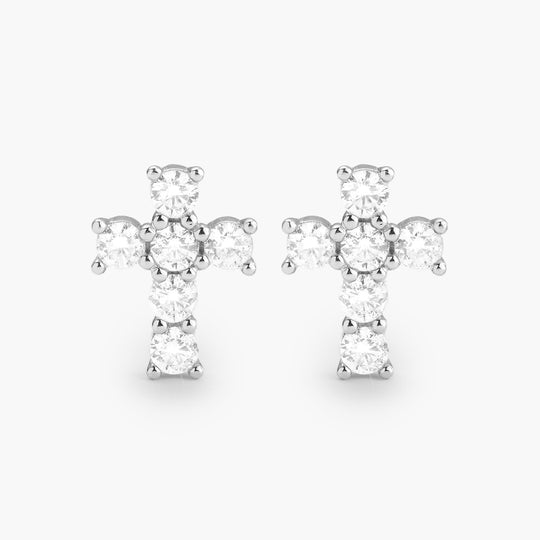 Cross Stud Earrings  Silver - Image 4/7