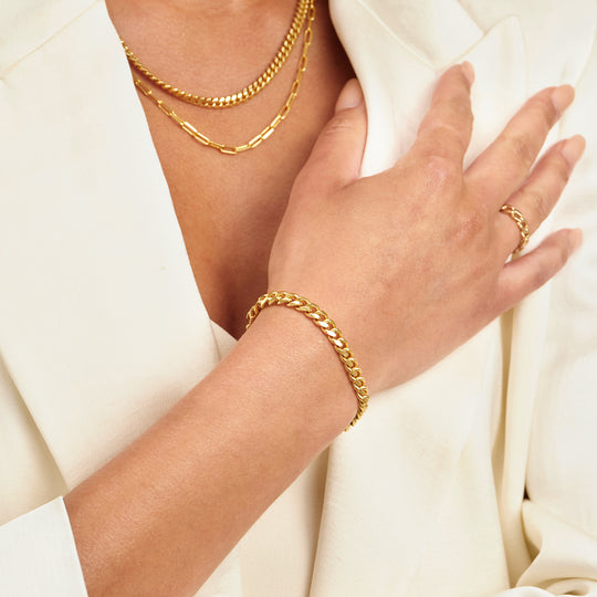 14k Gold Cuban Link Bracelet w/ Bezel Setting Diamond – FERKOS FJ