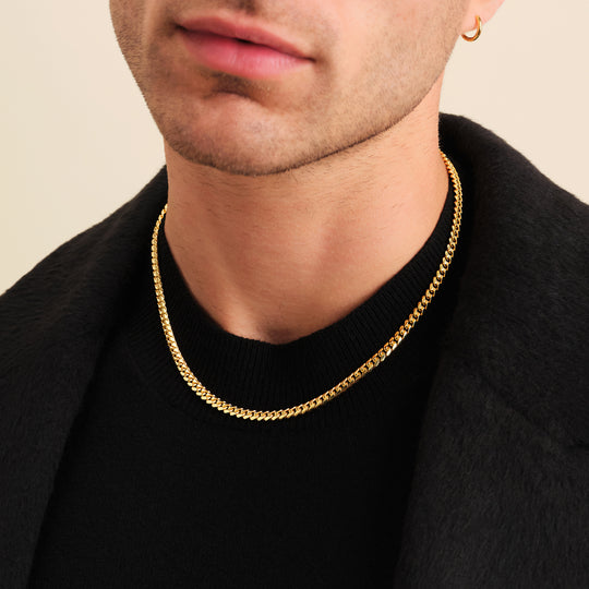 Simple Everyday Mens Choker - Black Leather Collar for Men