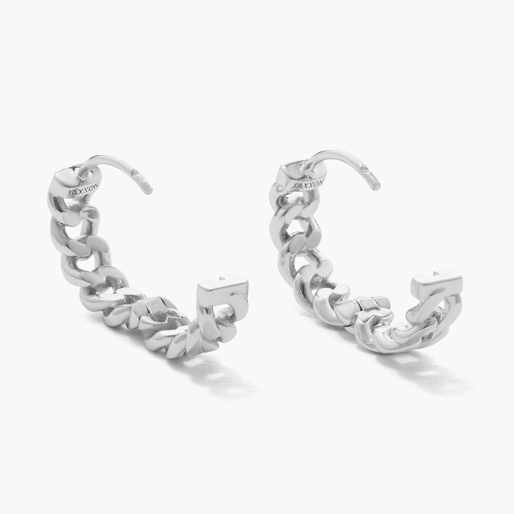 Studded Frame Hoop Earrings - Men's Silver Hoops - JAXXON