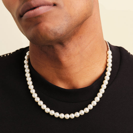 Buy Pearl Necklace for Men, 5mm Pearl Necklace, Natural Freshwater Pearl  Necklace, 925 Sterling Silver Necklace, Unisex Jewelry, Mens Necklace  Online in India - Etsy