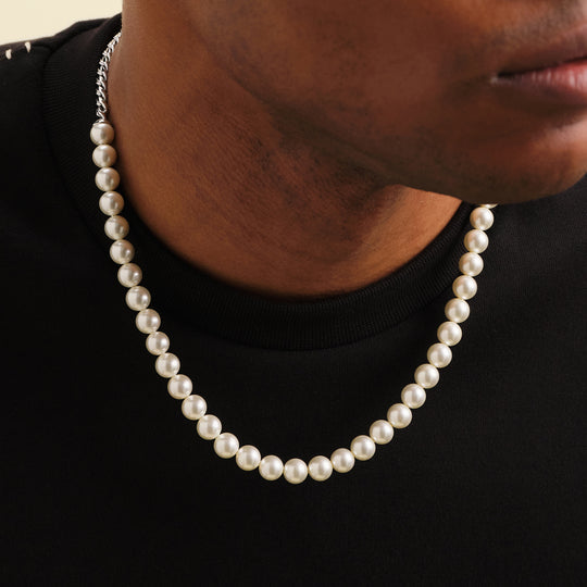 Cuban Link Pearl Necklace  8mm - Image 6/7