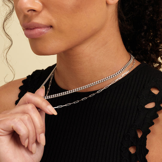 Women's Cuban Link + Paperclip Chain Stack - Image 3/7