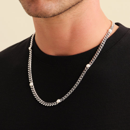 Cuban Link Pearl Inset Chain - Image 7/7