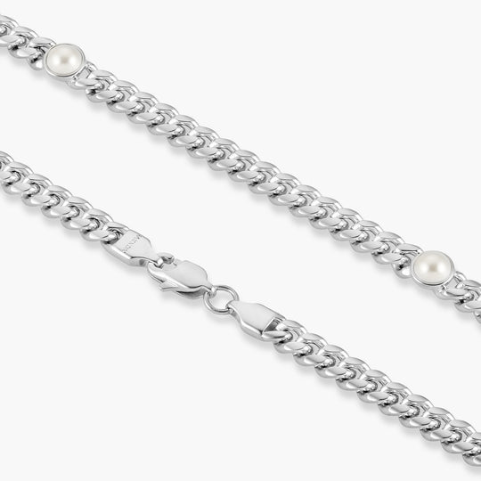Cuban Link Pearl Inset Chain - Image 4/7