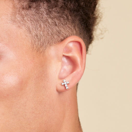 Cross Stud Earrings  Silver - Image 7/7