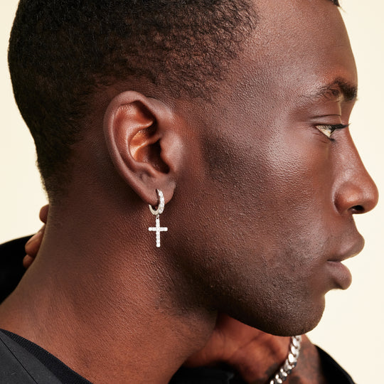 Hanging Studded Cross Earring - Image 6/7