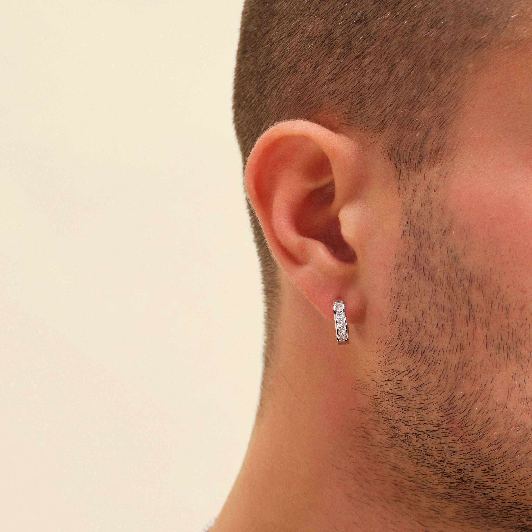 JAXXON Silver Emerald Cut Stud Earrings