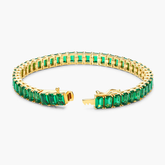 Green Emerald Cut Tennis Bracelet - Image 5/7