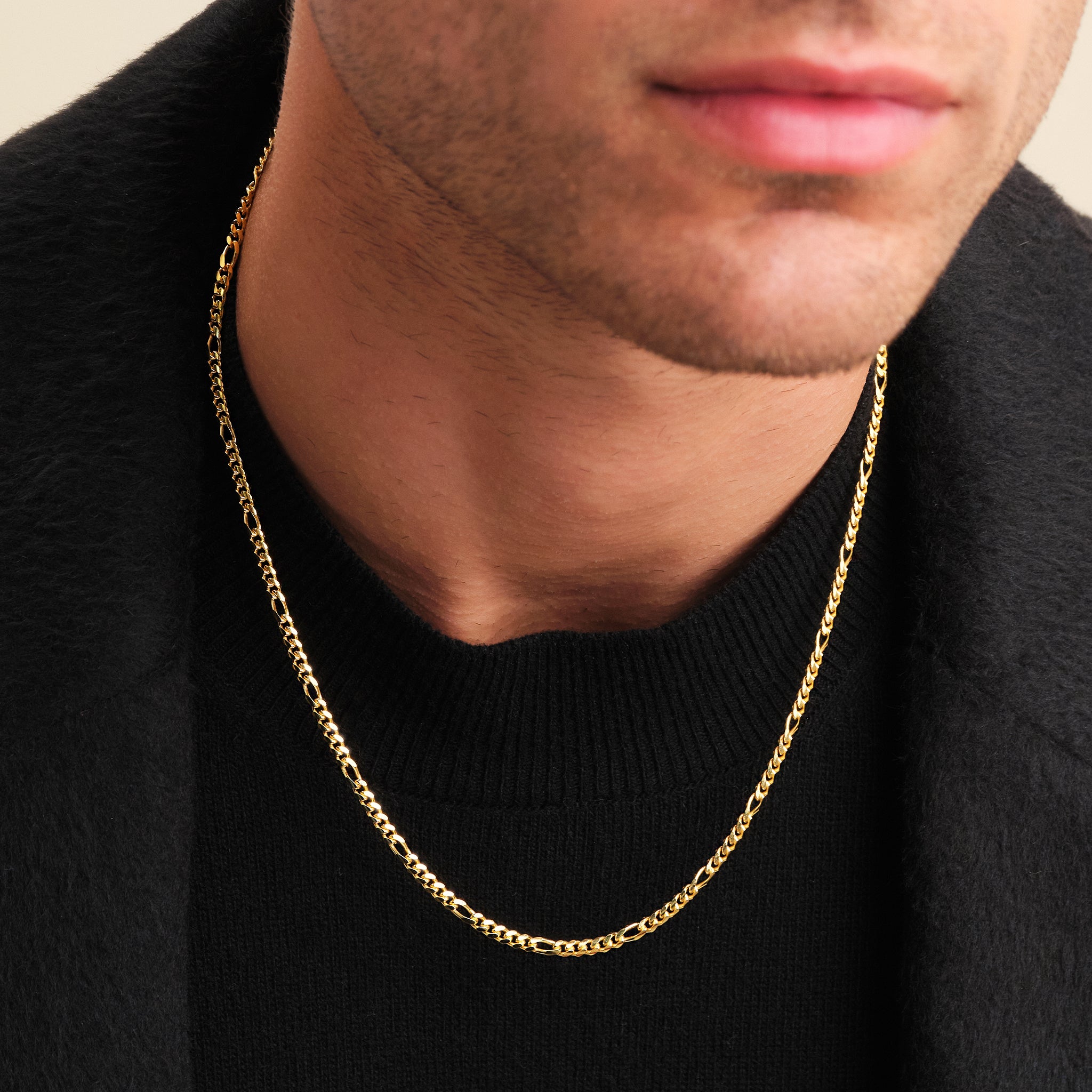 7mm Gold Figaro Chain Necklace for Men — WE ARE ALL SMITH