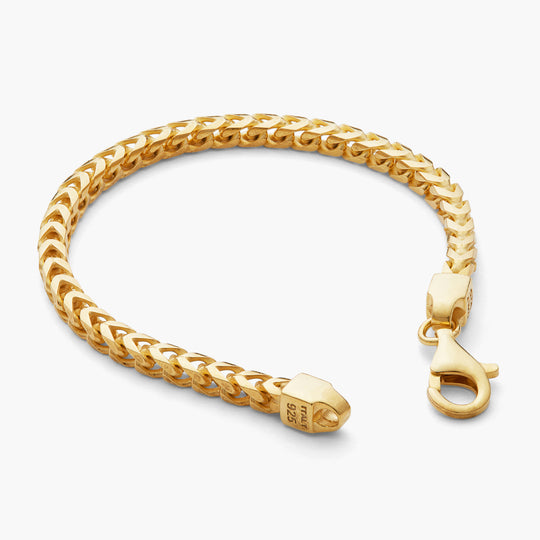 Men's 14k Yellow Gold Solid Franco Chain Bracelet