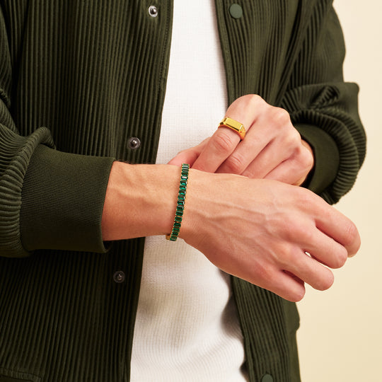 Green Emerald Cut Tennis Bracelet - Image 7/7