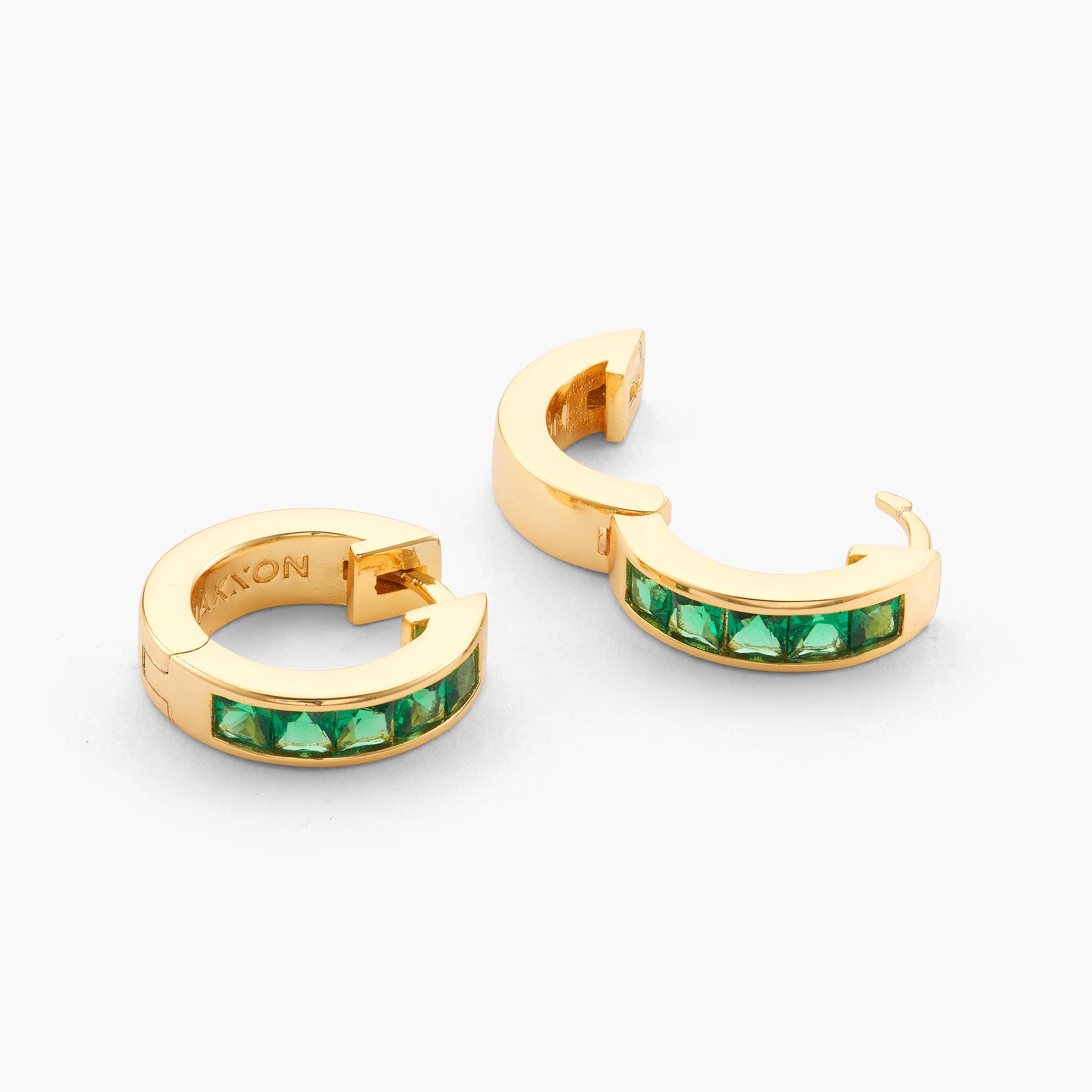 Studded Inset Hoop Earrings - Men's Gold Hoops - JAXXON