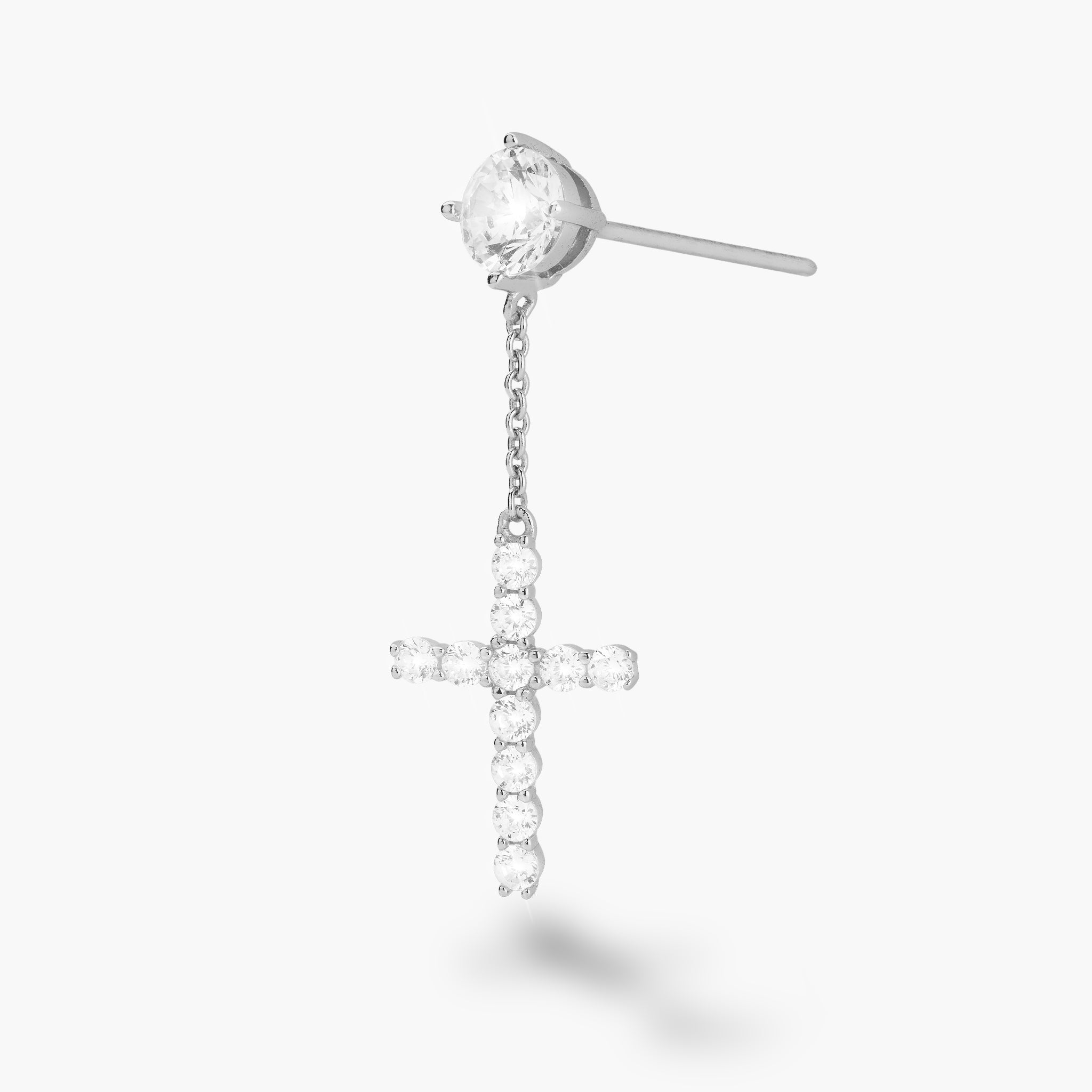Dagger Cross Earring - Men's Silver Single Earring - JAXXON