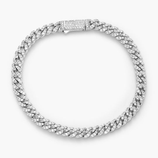 Women's Iced Out Cuban Link Bracelet  Silver - Image 5/6