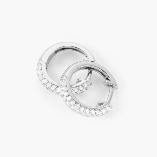 Women's Iced Out Hoop Earrings  Silver - Image 5/7