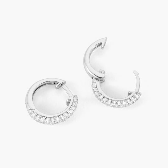 Women's Iced Out Hoop Earrings  Silver - Image 4/7