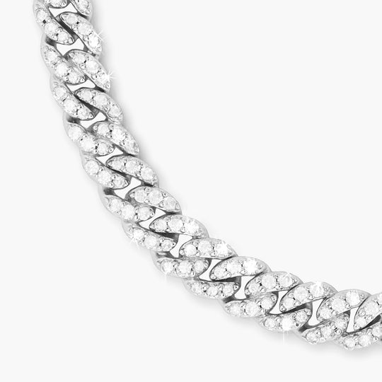 Women's Iced Out Cuban Link Chain  Silver - Image 5/7