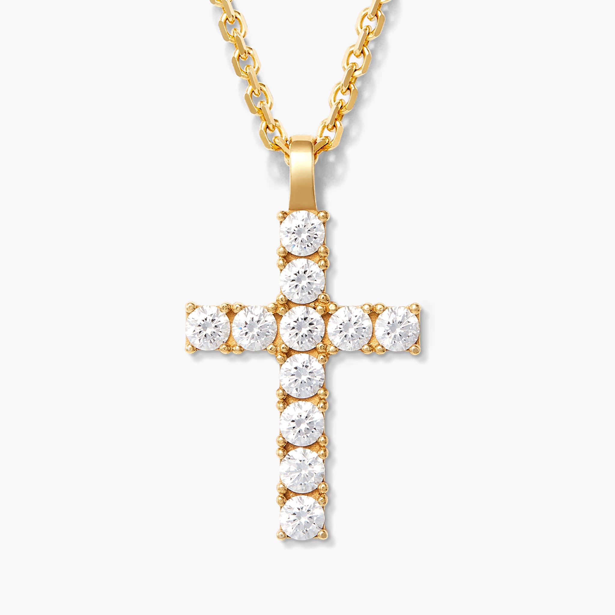 Micro Simple Cross Pendant in Yellow Gold