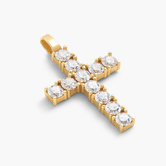 Micro Simple Cross Pendant in Yellow Gold