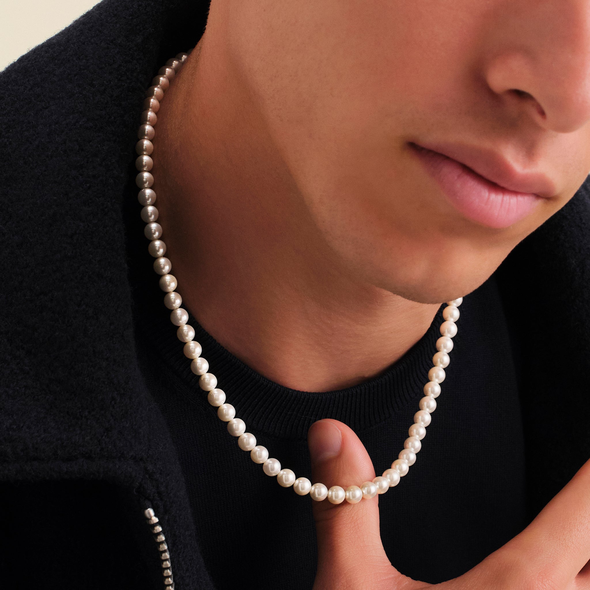 Soul Artificial Aesthetic men pearl necklace