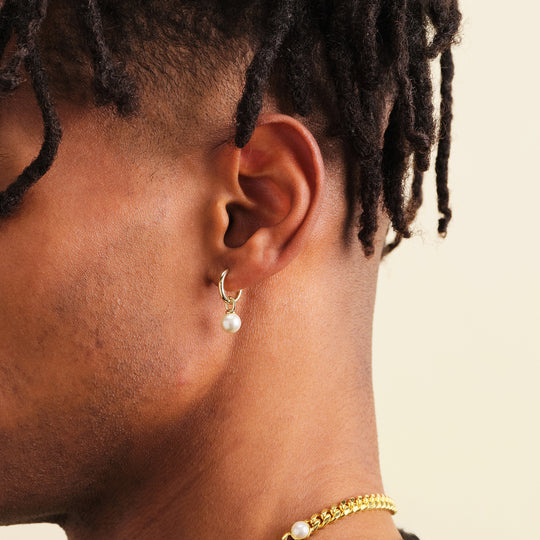 JAXXON Gold Pearl Hoop Earrings