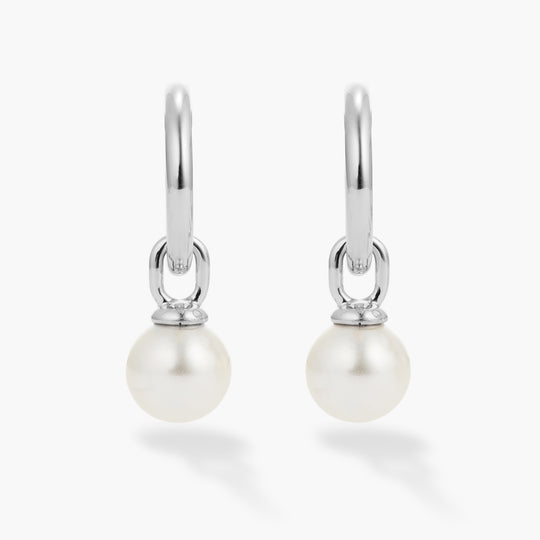 Pearl Hoop Earrings  Silver - Image 5/6