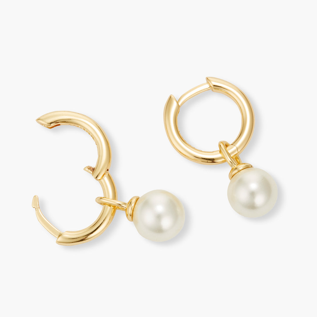 Pearl Hoop Earrings - Gold