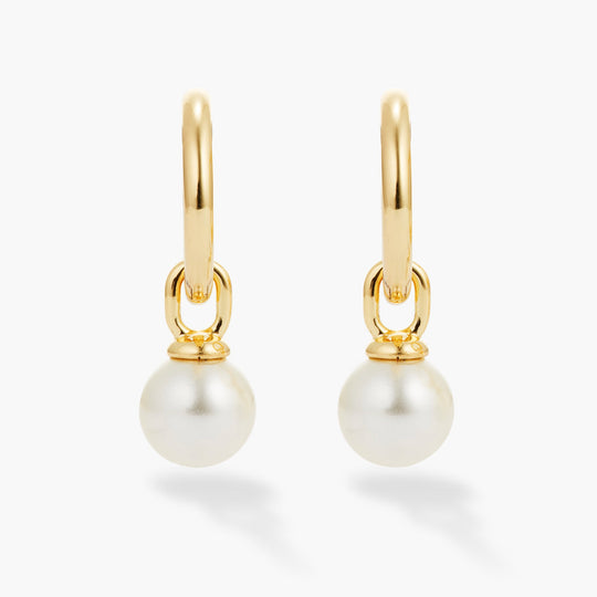 Women's Pearl Hoop Earrings  Gold - Image 5/6